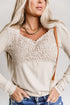 Lace Crochet V Neck Long Sleeve Top